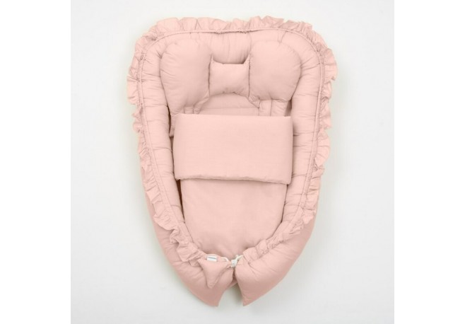 Set 3 piese Baby Nest Cu paturica si pernuta New Baby Dominik pink