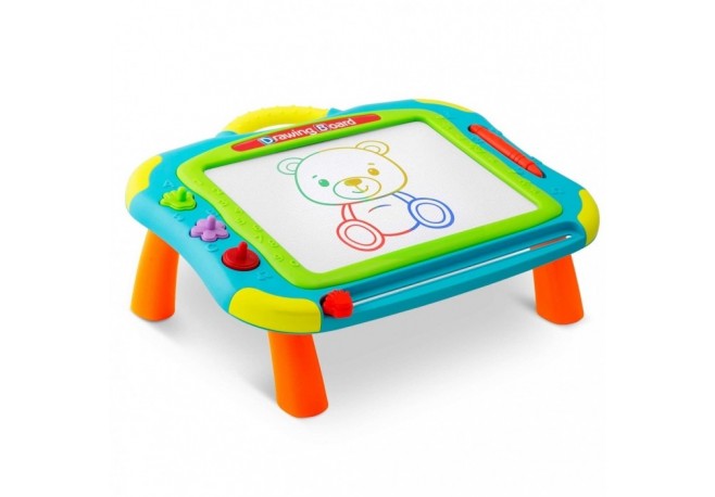 Masuta cu tabla magnetica pentru desenat cu accesorii incluse Ricokids 772201 - Albastru