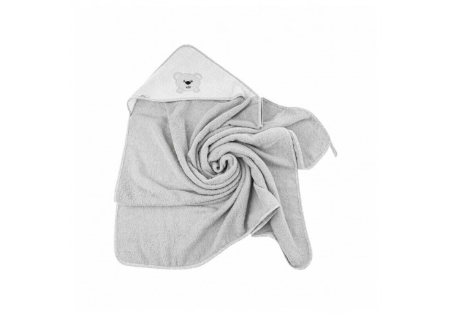 Prosop de baie Bocioland Cu gluga 100% bumbac 80x80 cm Teddy Bear Grey