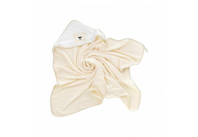 Prosop de baie Bocioland Cu gluga 100% bumbac 80x80 cm Teddy Bear Beige