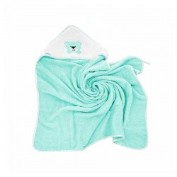 Prosop de baie Bocioland Cu gluga100% bumbac 80x80 cm Teddy Bear Turquoise