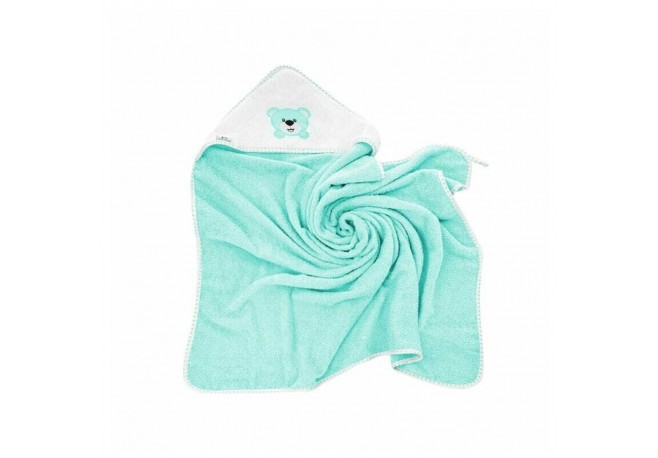 Prosop de baie Bocioland Cu gluga100% bumbac 80x80 cm Teddy Bear Turquoise