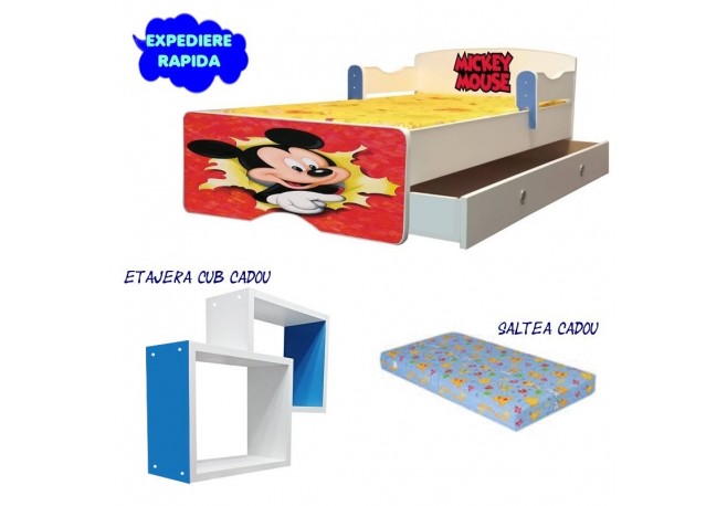 Pat copii Mickey,sertar si etajera