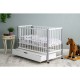 Patut din lemn bebe 120x60 cm Cu sertar cu capac Din lemn de pin si mdf Stabil si rezistent Inaltime saltea reglabila pe 3 nivel