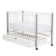 Patut din lemn bebe 120x60 cm Cu sertar cu capac Din lemn de pin si mdf Stabil si rezistent Inaltime saltea reglabila pe 3 nivel