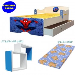 Pat copii Spiderman ,sertar +etajera