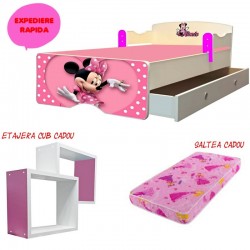 Pat copii Minnie Mouse 2,sertar si etajera