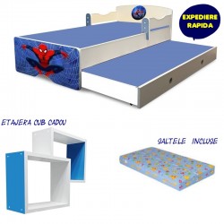 Pat copii dublu Spiderman ,saltele incluse