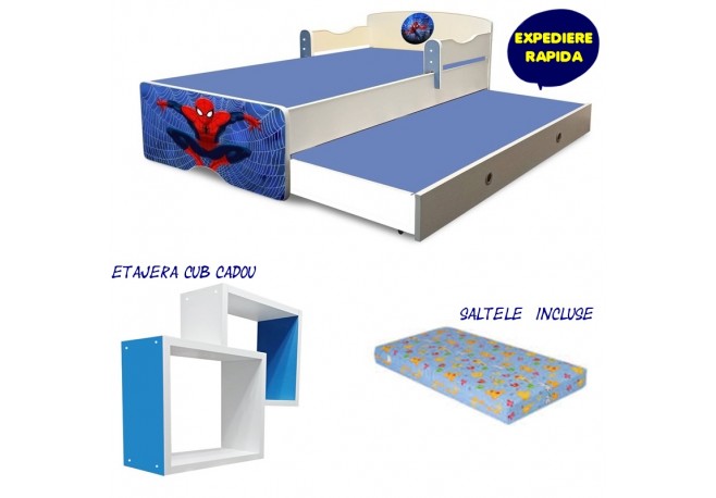 Pat copii dublu Spiderman ,saltele incluse