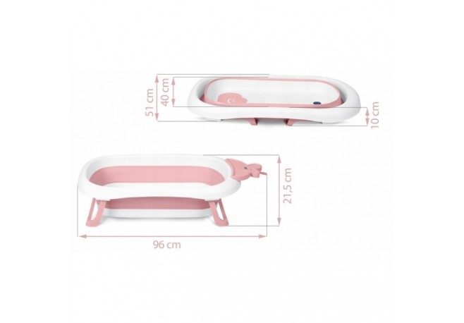 Cadita de baie cu dop de scurgere si termometru Ricokids RK-282 - Roz
