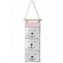 Organizator textil de perete cu 3 compartimente Nukido NK-403 - Roz