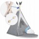 Cort de joaca pentru copii cu ghirlanda salteluta si 3 pernite Nukido 116 x 116 x 165 cm - Gri