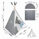 Cort de joaca pentru copii cu ghirlanda salteluta si 3 pernite Nukido 116 x 116 x 165 cm - Gri