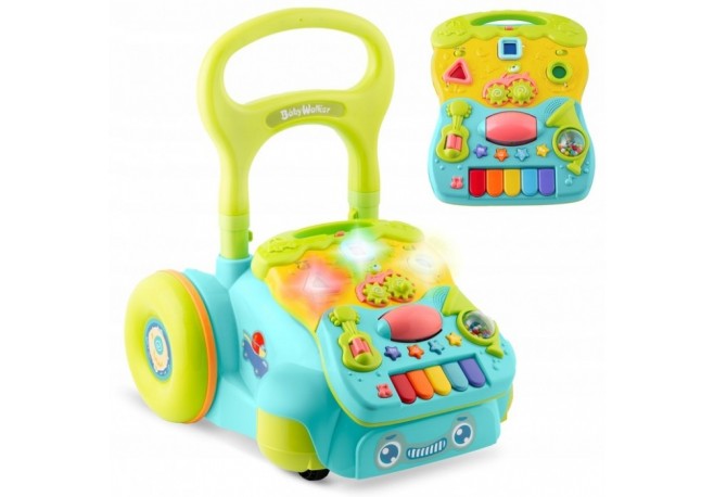 Antemergator 2 in 1 cu diverse activitati si muzica Ricokids RK-744 - Turcoaz