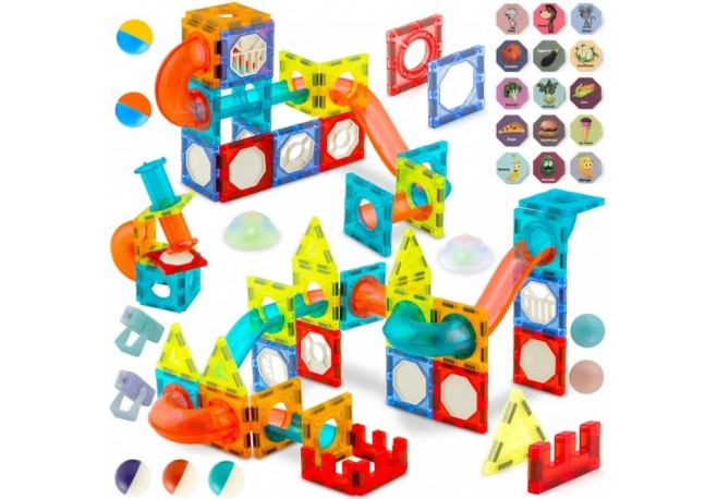 Blocuri magnetice si lumini 75 elemente Ricokids RK-763
