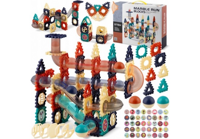 Blocuri magnetice cu tobogan si bile 110 elemente Ricokids RK-765