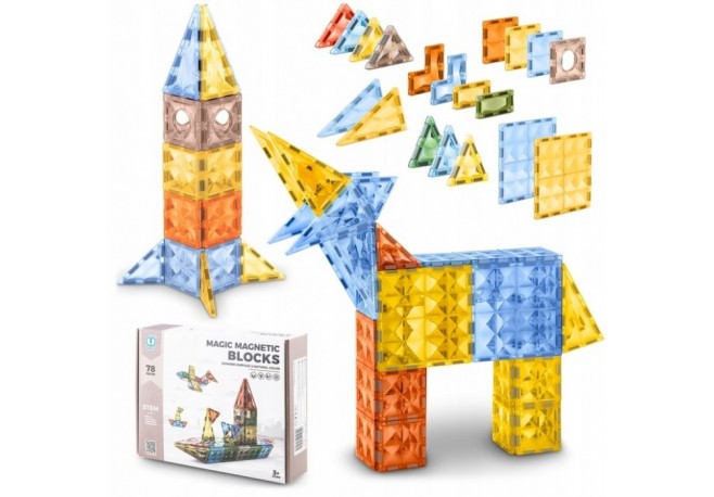 Blocuri magnetice 78 elemente Ricokids RK-766