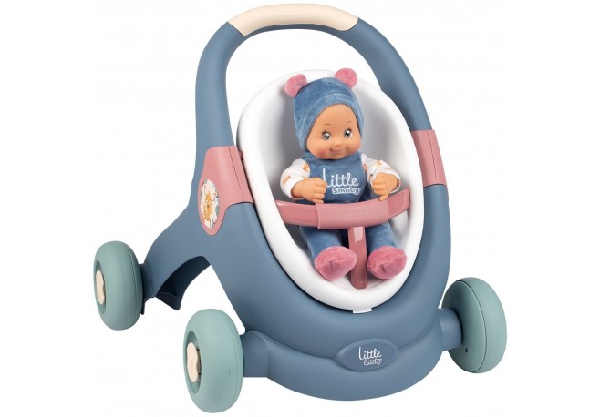 Carucior pentru papusi Smoby Baby Walker 3 in 1 cu papusa