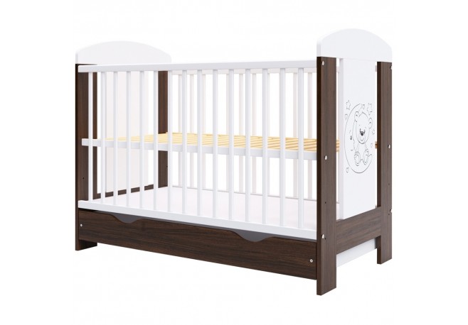 Patut copii din lemn Hubners Calisto Ursulet 120x60 cm maro cu sertar