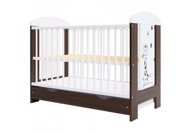 Patut copii din lemn Hubners Calisto Girafa 120x60 cm maro cu sertar