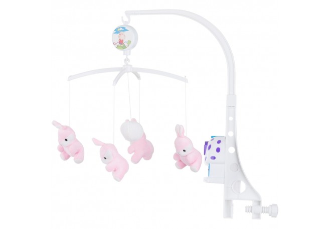 Carusel muzical pentru patut Chipolino Pink rabbits