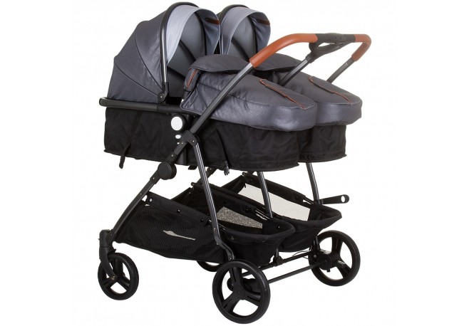 Carucior gemeni Chipolino Duo Smart 2 in 1 silver grey