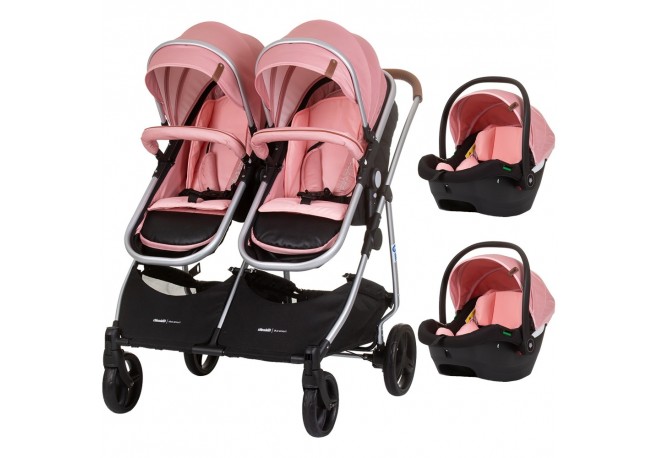Carucior gemeni Chipolino Duo Smart 3 in 1 flamingo