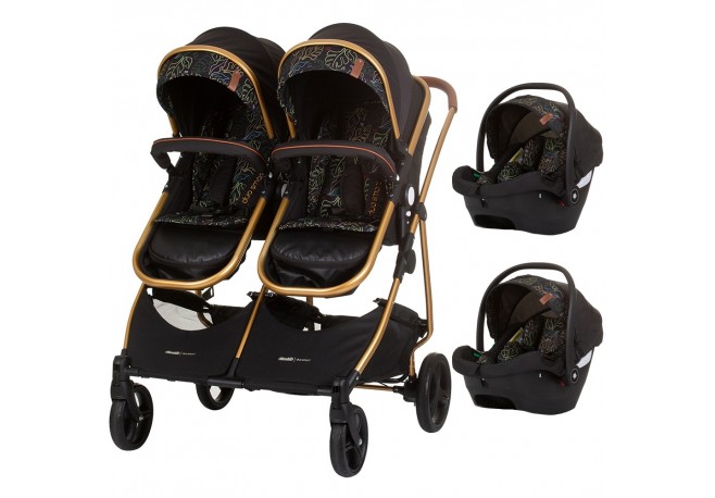 Carucior gemeni Chipolino Duo Smart 3 in 1 obsidian leaves