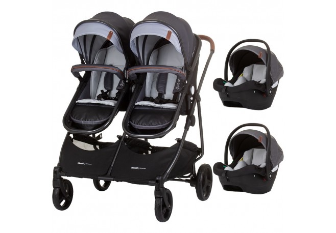 Carucior gemeni Chipolino Duo Smart 3 in 1 silver grey
