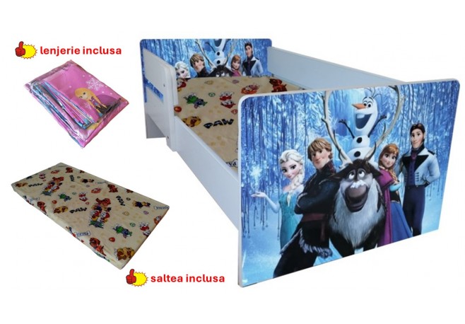 Pat copii Frozen ,saltea cadou,lenjerie inclusa