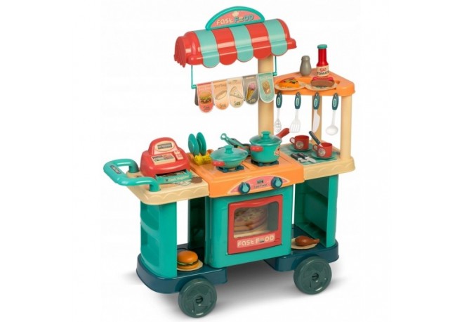 Bucatarie pe roti cu accesorii incluse Ricokids 773000 - Turcoaz