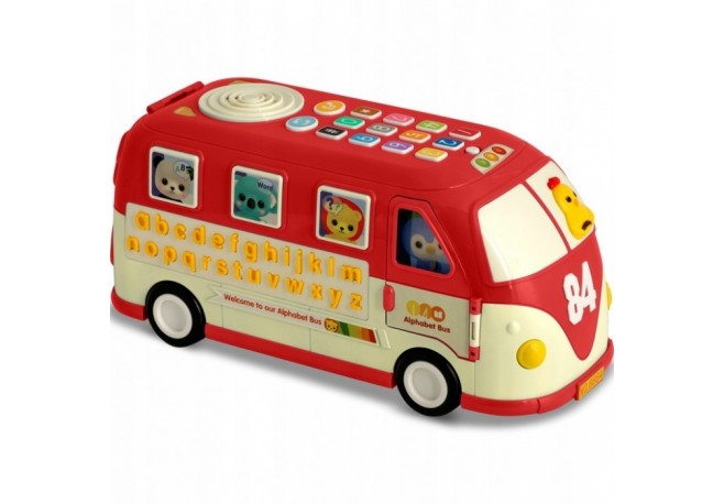 Jucarie educativa in forma de autobus cu sunete si cuburi Ricokids RK-741 - Rosu