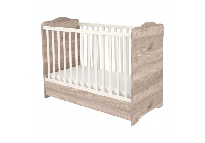 Patut copii din lemn cu sertar Hubners Sofia 120x60 cm crem nisip