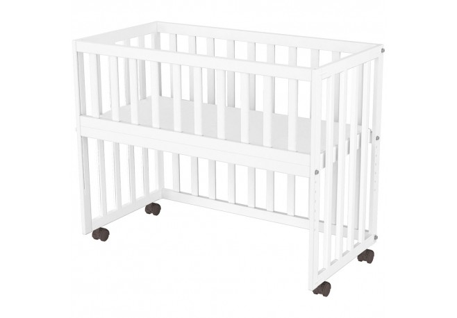 Patut copii din lemn co-sleeper Hubners Matei 94x46 cm alb
