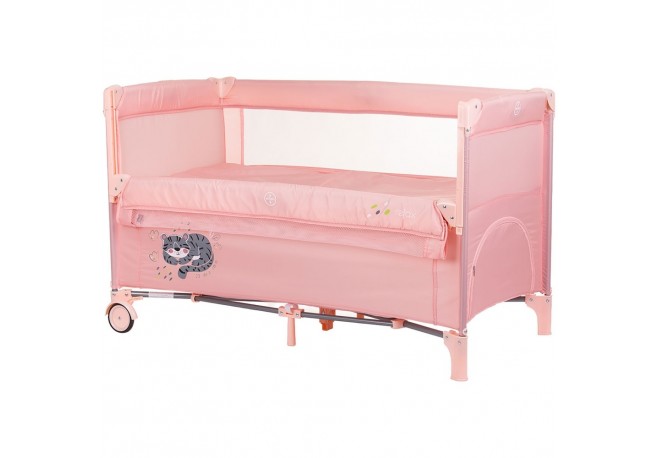 Patut pliabil Chipolino Relax flamingo tiger cu laterala culisanta