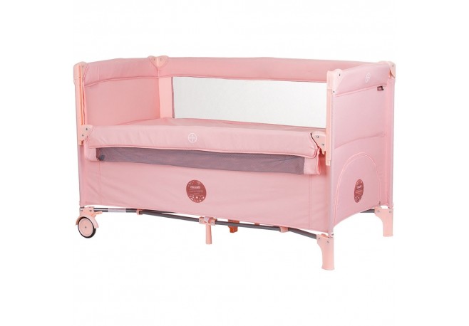 Patut pliabil Chipolino Relax flamingo linen cu laterala culisanta