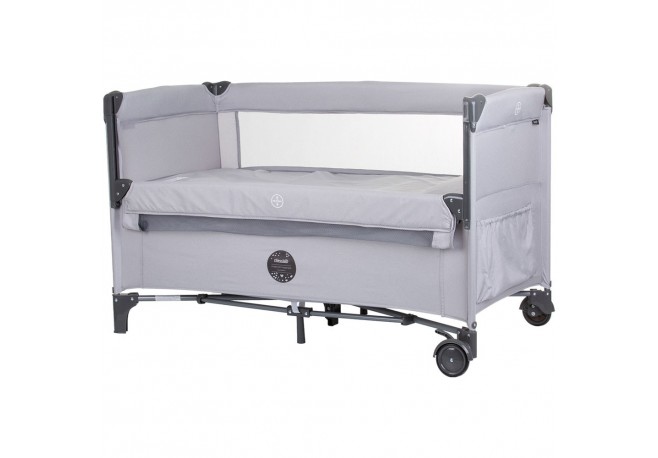 Patut pliabil Chipolino Relax ash grey linen cu laterala culisanta