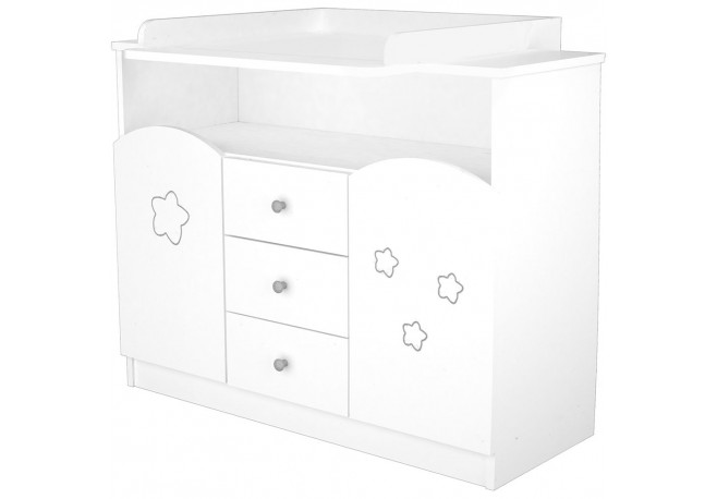 Comoda de infasat Hubners Matei 106 cm alb cu stelute