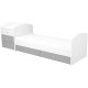 Patut copii transformabil din lemn cu 5 sertare Hubners Patrik Maxi Kombi 120x70 cm alb grafit