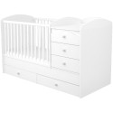 Patut copii transformabil din lemn cu 5 sertare Hubners Matei Maxi Kombi 120x70 cm alb