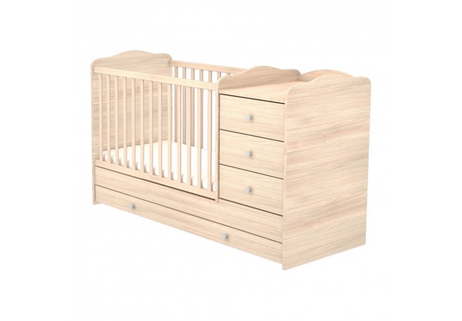 Patut copii transformabil din lemn cu 4 sertare Hubners Eva Kombi 120x60 cm natur