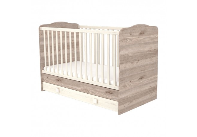 Patut copii transformabil din lemn cu sertar Hubners Sofia 140x70 cm crem nisip