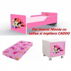 Pat copii Minnie roz -saltea +noptiera cadou