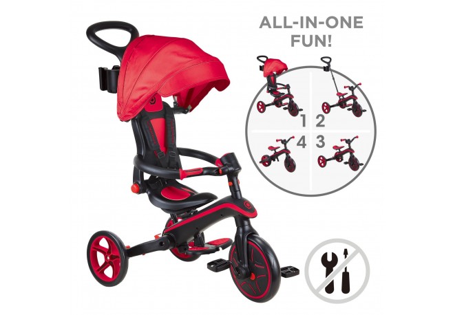 Tricicleta Globber Explorer 4 in 1 pliabila culoare rosie
