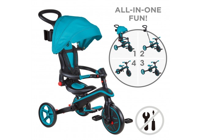 Tricicleta Globber Explorer 4 in 1 pliabila culoare turquoise
