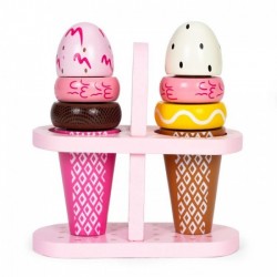 Set de 2 inghetate din lemn pentru copii 9 elemente Ecotoys TL12106