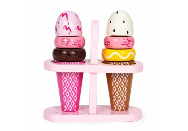 Set de 2 inghetate din lemn pentru copii 9 elemente Ecotoys TL12106