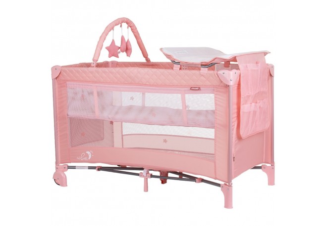 Patut pliabil cu saltea de infasat Chipolino Luna flamingo