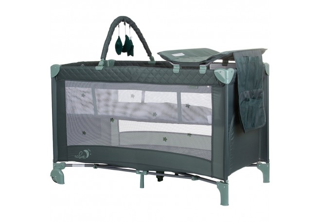 Patut pliabil cu saltea de infasat Chipolino Luna pastel green
