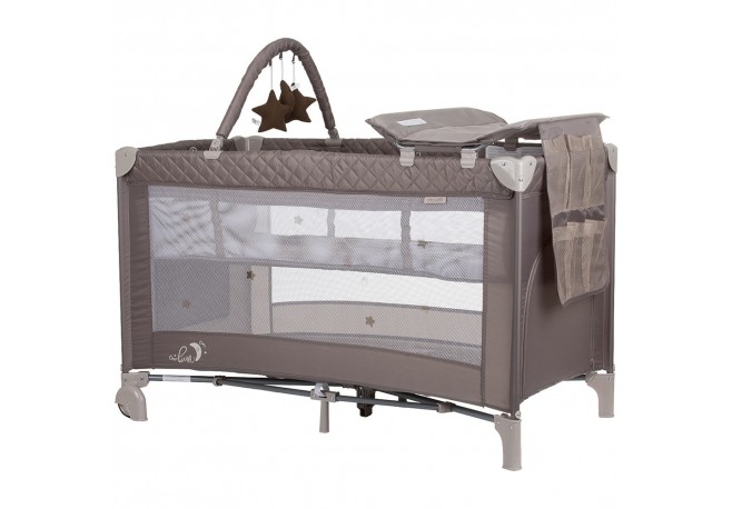 Patut pliabil cu saltea de infasat Chipolino Luna macadamia